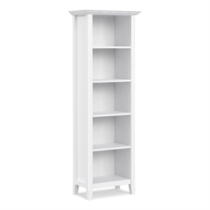 Amherst 24 inch Wide Solid Wood Transitional 5 Shelf Bookcase in White