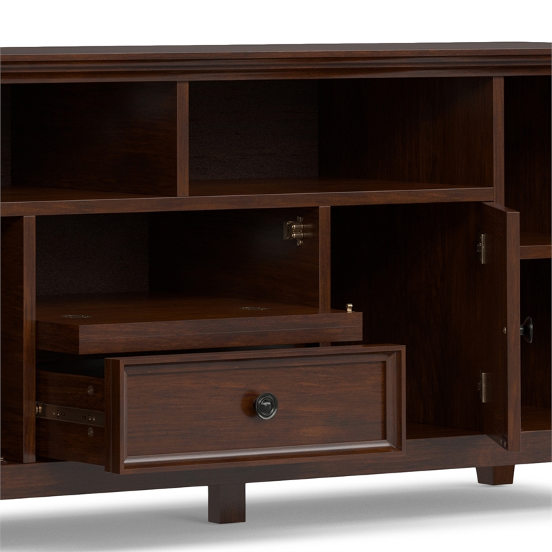 Amherst 72 inch Wide Solid Wood Transitional TV Stand in Russet Brown