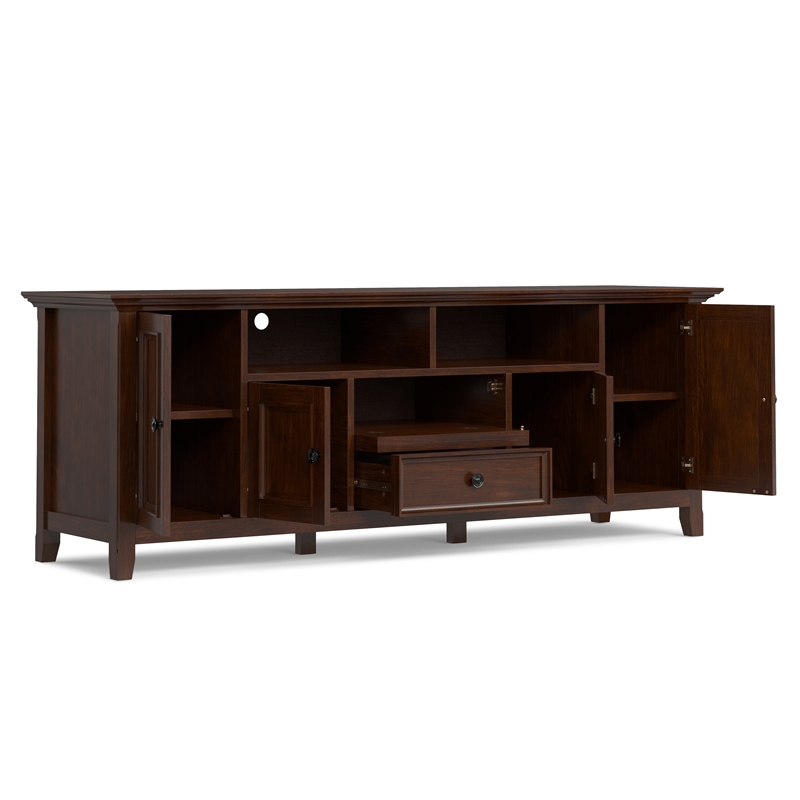 Amherst 72 inch Wide Solid Wood Transitional TV Stand in Russet Brown