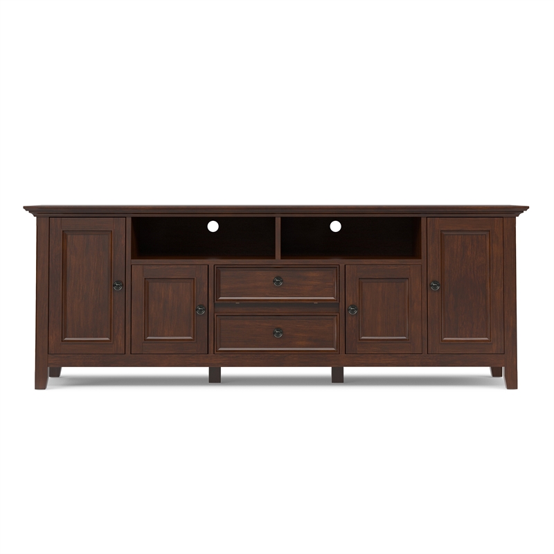 Amherst 72 inch Wide Solid Wood Transitional TV Stand in Russet Brown