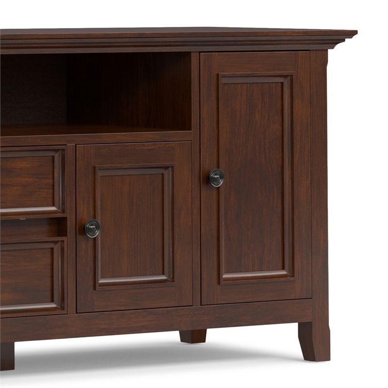 Amherst 72 inch Wide Solid Wood Transitional TV Stand in Russet Brown