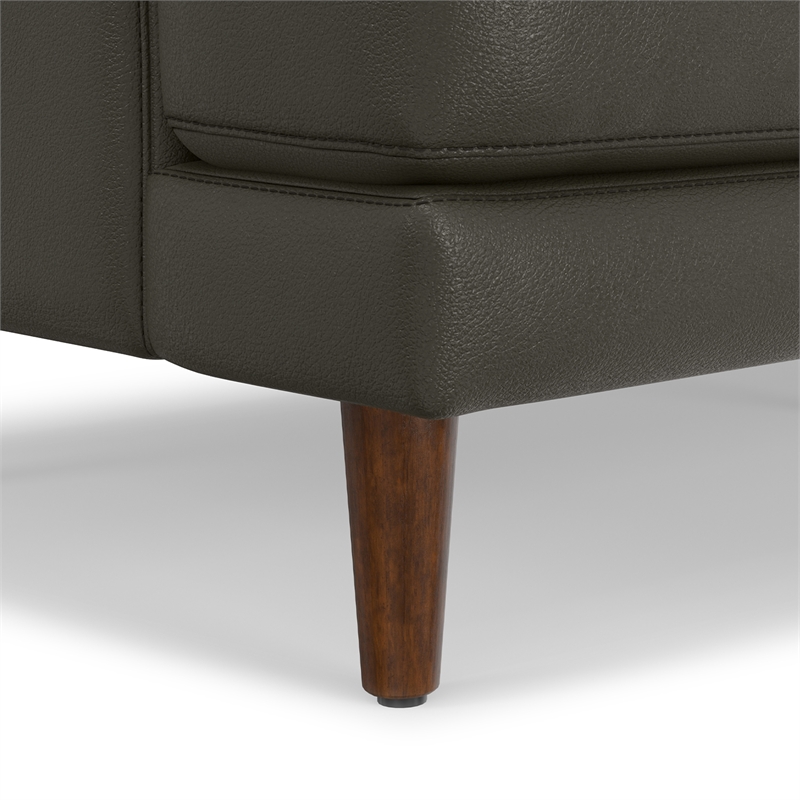 Livingston 76 inch Wide Modern Sofa in Coal Top Grain Genuine Leather