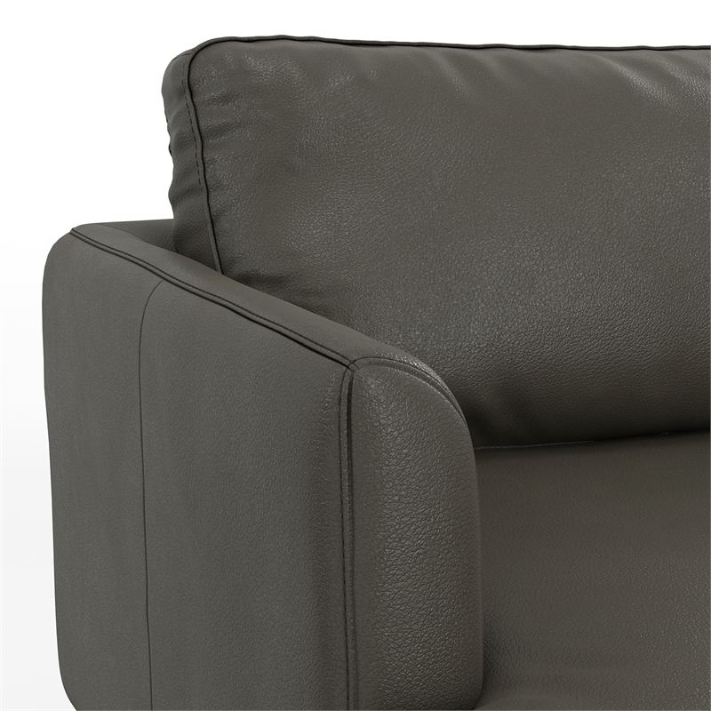 Livingston 76 inch Wide Modern Sofa in Coal Top Grain Genuine Leather