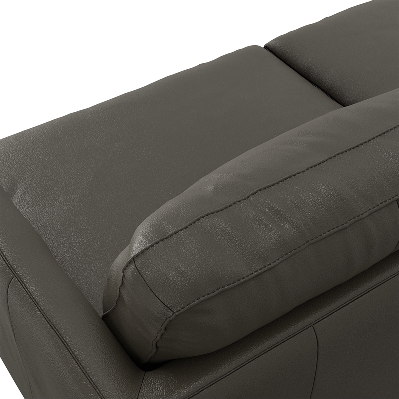 Livingston 76 inch Wide Modern Sofa in Coal Top Grain Genuine Leather