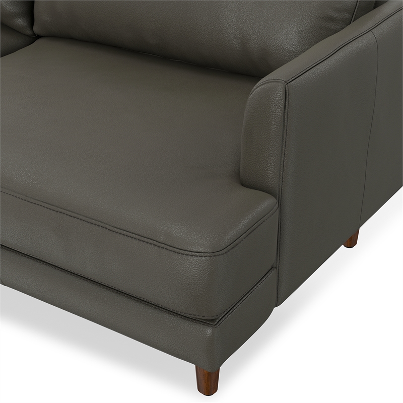 Livingston 76 inch Wide Modern Sofa in Coal Top Grain Genuine Leather