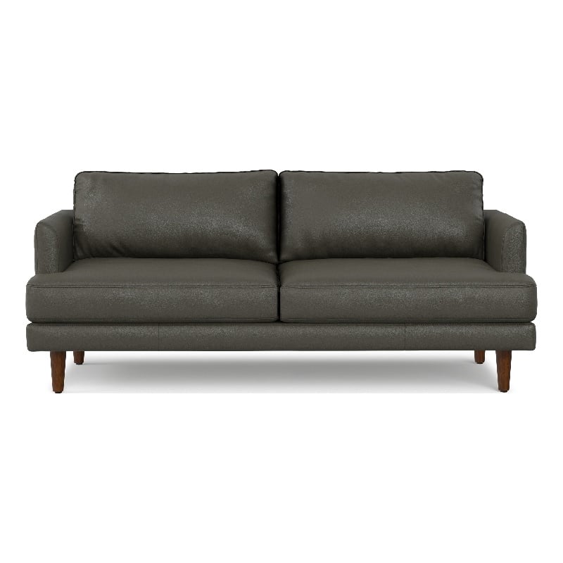 Livingston 76 inch Wide Modern Sofa in Coal Top Grain Genuine Leather