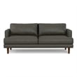 Livingston 76 inch Wide Modern Sofa in Coal Top Grain Genuine Leather
