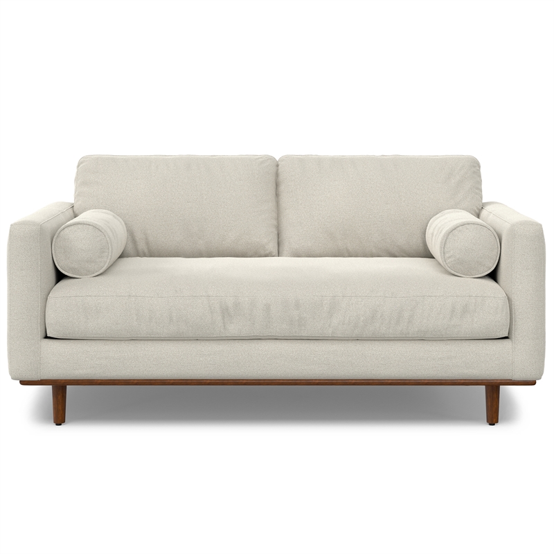 Morrison 72 inch Wide Modern Loveseat Sofa in Cream White Woven-Blend Fabric