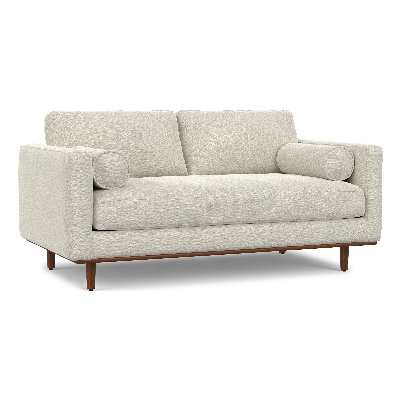 Morrison 72 inch Wide Modern Loveseat Sofa in Cream White Woven-Blend Fabric