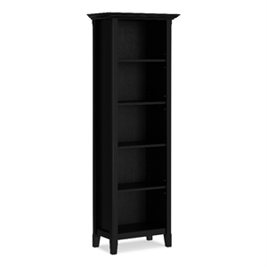 Amherst 24 inch Wide Solid Wood Transitional 5 Shelf Bookcase in Black