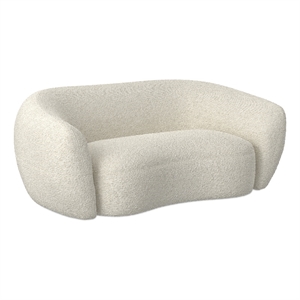 Sherri 69&quot Wide Loveseat Sofa in Vanilla Cream Boucle Performance Fabric