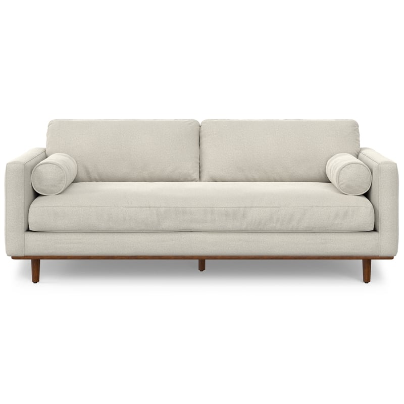 Morrison 89 inch Wide Mid-Century Modern Sofa in Cream White Woven-Blend Fabric