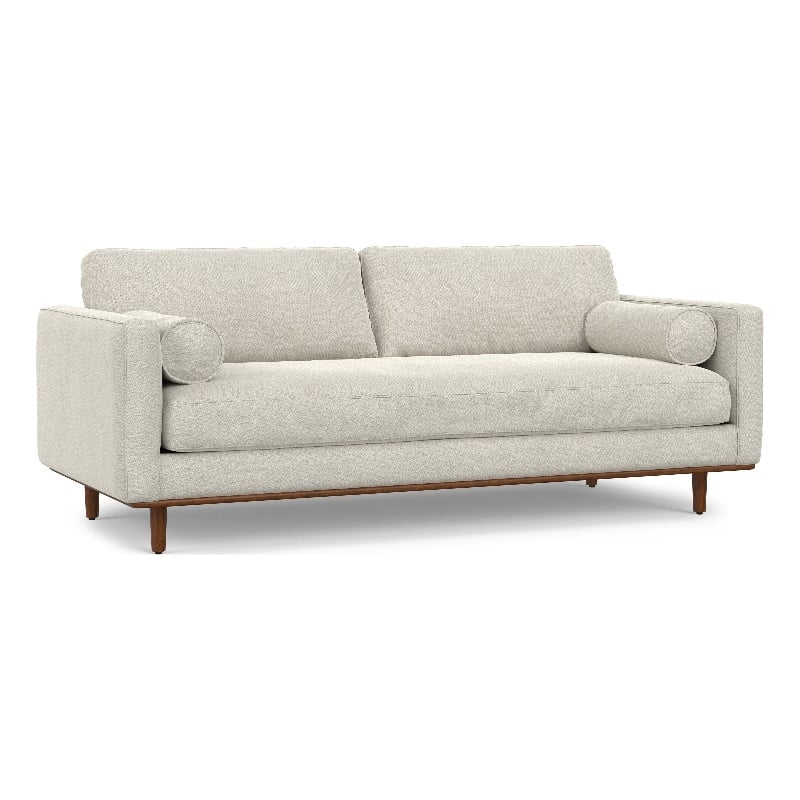 Morrison 89 inch Wide Mid-Century Modern Sofa in Cream White Woven-Blend Fabric