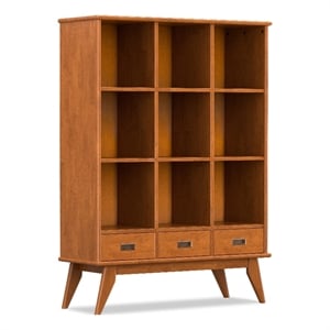 Draper 42 inch Wide Solid Hardwood Mid-Century Storage Bookcase in Teak Brown