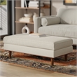 Morrison 49 inch Wide Modern Table Ottoman in Cream White Woven-Blend Fabric