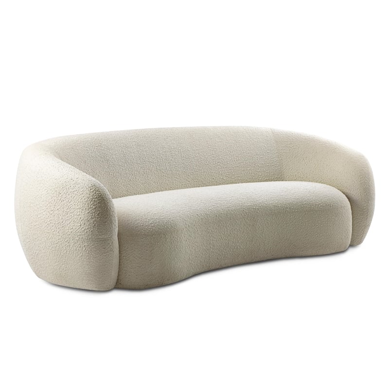 Sherri 89inch Wide Contemporary Sofa in Vanilla Cream Boucle Performance Fabric