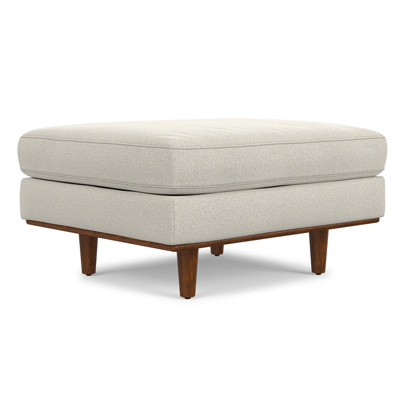 Morrison 33 inch Wide Modern Table Ottoman in Cream White Woven-Blend Fabric
