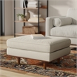 Morrison 33 inch Wide Modern Table Ottoman in Cream White Woven-Blend Fabric