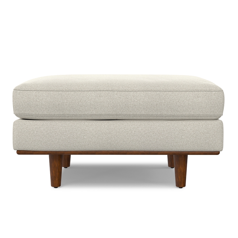 Morrison 33 inch Wide Modern Table Ottoman in Cream White Woven-Blend Fabric