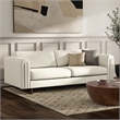 Jones 84 inch Wide Contemporary Sofa in Ivory Tightly Woven Performance Fabric