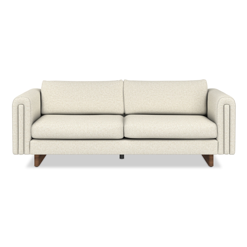 Jones 84 inch Wide Contemporary Sofa in Ivory Tightly Woven Performance Fabric