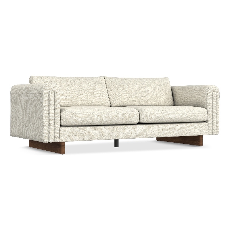 Jones 84 inch Wide Contemporary Sofa in Ivory Tightly Woven Performance Fabric