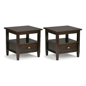 Warm Shaker 20&quot Solid Wood Transitional End Table in Tobacco Brown (Set of 2)