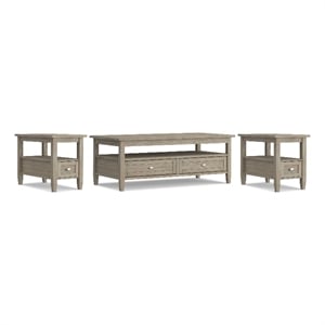 Warm Shaker Wood 48&quot WD 1 Coffee Table & 14&quot WD 2 End Tables in Distressed Gray