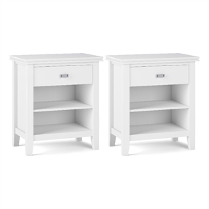 Artisan 24 inch Solid Wood Transitional Night Stand in White (Set of 2)