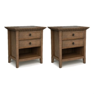 Amherst 24&quot Solid Wood Bedside Table in Rustic Natural Aged Brown (Set of 2)