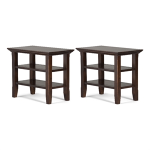 Acadian 14&quot Solid Wood Narrow Side Table in Brunette Brown (Setof 2)
