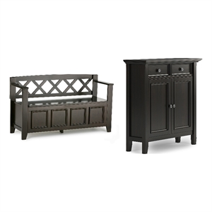 Amherst Wood 48&quot WD Storage Bench & 36&quot WD Storage Cabinet in Hickory Brown