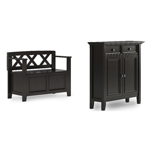 Amherst Wood 36&quotWD Small Storage Bench & 36&quotWD Storage Cabinet in Hickory Brown