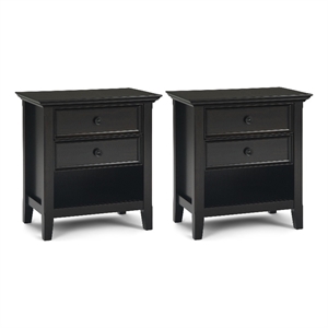 Amherst 24 inch Solid Wood Traditional Bedside Table in Hickory Brown (Setof 2)