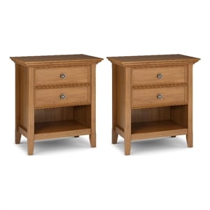 Amherst 24&quotSolid Wood Traditional Bedside Table in Light Golden Brown (Setof 2)