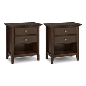 Amherst 24 inch Solid Wood Traditional Bedside Table in Russet Brown (Set of 2)