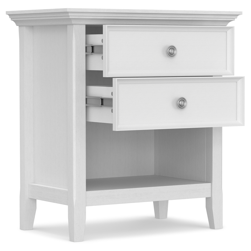 Amherst 24 inch Solid Wood Traditional Bedside Table in White (Set of 2)