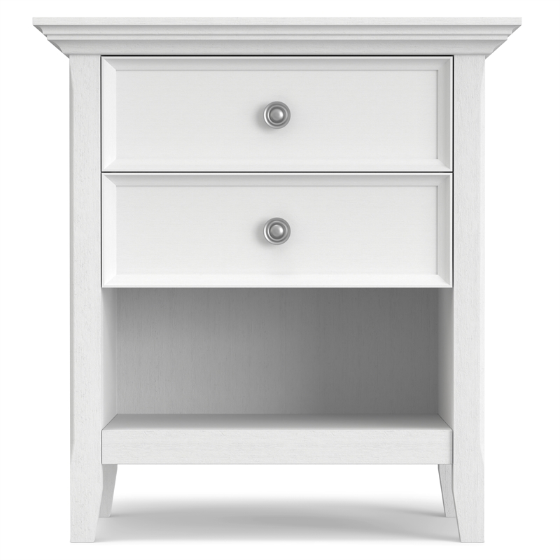 Amherst 24 inch Solid Wood Traditional Bedside Table in White (Set of 2)