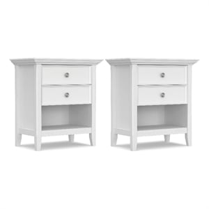 Amherst 24 inch Solid Wood Traditional Bedside Table in White (Set of 2)
