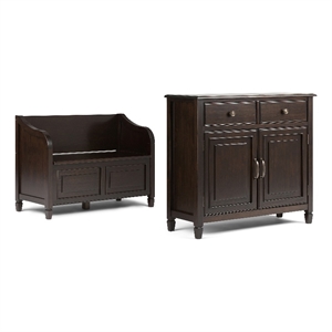 Connaught Solid Wood 42&quot WD Storage Bench & 40&quot WD Cabinet in Chestnut Brown