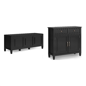 Connaught Solid Wood 51&quotWD Storage Bench Trunk& 40&quot WD Storage Cabinet in Black