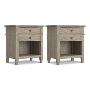Carlton 24&quotSolid Wood Transitional Bedside Table in Distressed Gray (Setof 2)