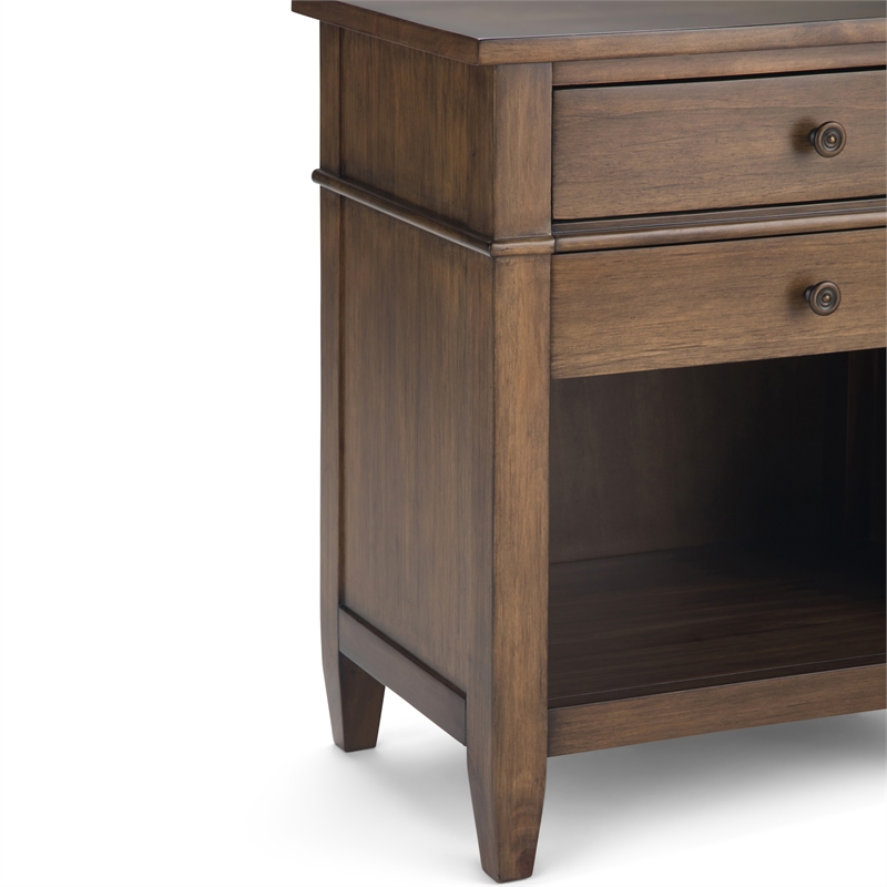 Carlton 24 inch Solid Wood Bedside Table in Rustic Natural Aged Brown (Setof 2)