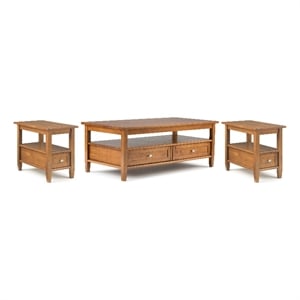 Warm Shaker Wood 48&quot WD 1 Coffee Table with 14&quot WD 2 End Tables in Golden Brown