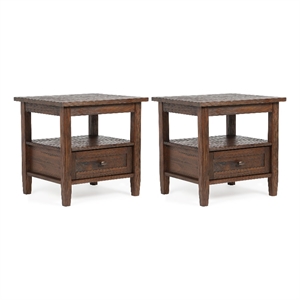 Warm Shaker 20&quot Solid Wood End Table in Distressed Charcoal Brown (Setof 2)