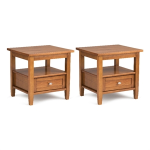 Warm Shaker 20&quot Wood Transitional End Table in Light Golden Brown (Set of 2)