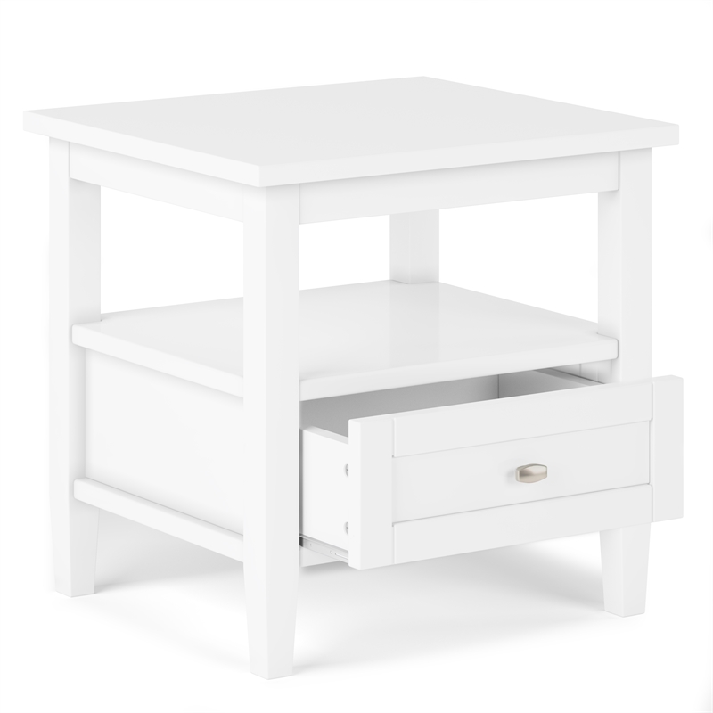 Warm Shaker 20 inch Solid Wood Transitional End Table in White (Set of 2)