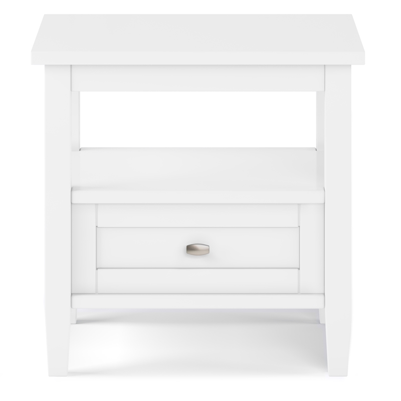 Warm Shaker 20 inch Solid Wood Transitional End Table in White (Set of 2)