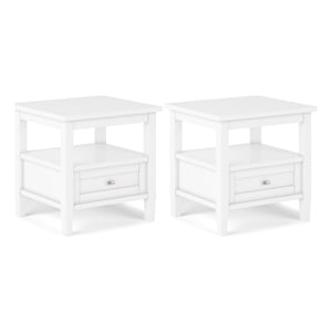 Warm Shaker 20 inch Solid Wood Transitional End Table in White (Set of 2)