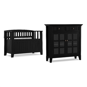 Acadian Solid Wood 36&quot WD Small Storage Bench & 36&quot WD Storage Cabinet in Black